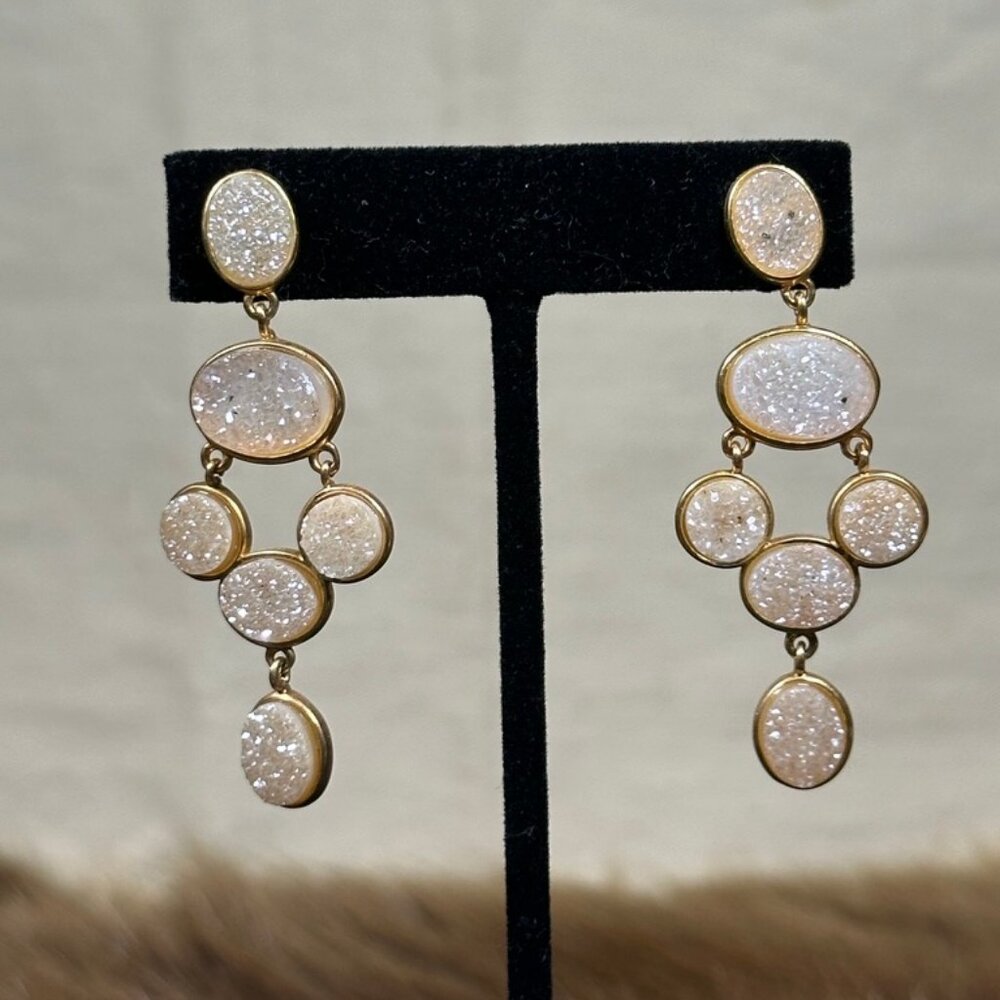 Marcia Moran Gold-Filled Multi-Druzy Statement Earrings
